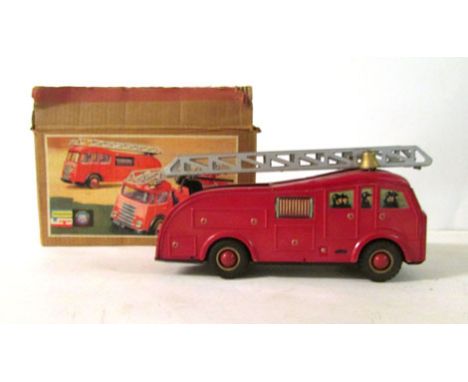 An Arnold Spielwaren West German tin plate fire engine (boxed) CONDITION REPORT: fair condition, appears complete, box also i