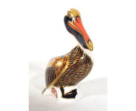 Brown pelican, a Royal Crown Derby paperweight, gold button, boxed CONDITION REPORT: Good