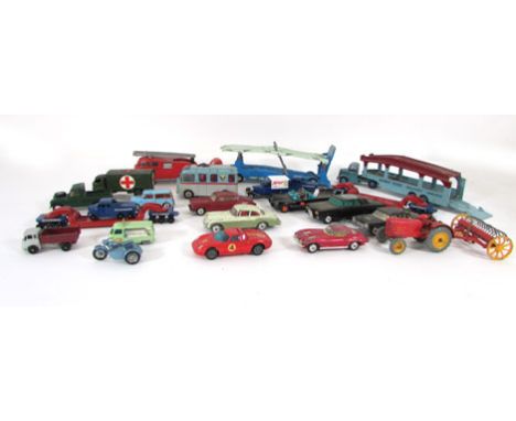 A mixed parcel of die cast vehicles to include Corgi Major Carrimore, Dinky fire engine 955, Dinky transmitter van, Corgi Bat