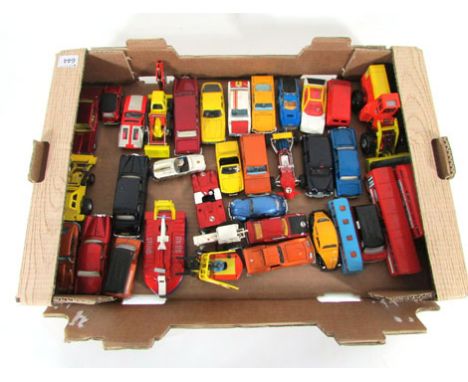 A collection of die cast vehicles including buses, Yale tractor shovel, Lotus F1 racing car and various other (parcel) CONDIT