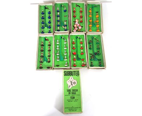 A collection of Subbuteo 00 scale teams to include Coventry City, Manchester city, Portsmouth, SC Brugges and various others 