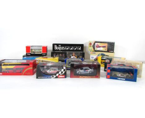 Two boxes of modern diecast vehicles, various makes to include Corgi, including the Beetles "Yellow Submarine", Original Omni