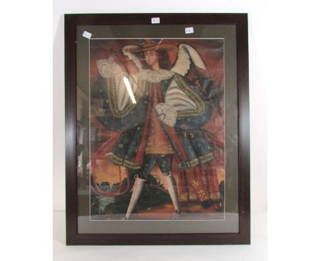 17th century style portrait, Angel dressed as a cavalier loading a musket, oil on canvas, 72 cm x 54 cm CONDITION REPORT: One
