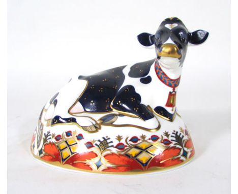 Fresian Cow Buttercup, a Royal Crown Derby paperweight, gilt button  CONDITION REPORT: Good