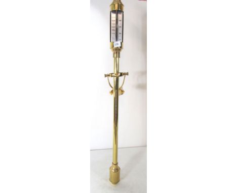 A brass stick barometer by Sewills of Liverpool with wall mount, h. 93 cm CONDITION REPORT: Good
