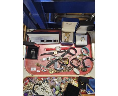 TRAY CONTAINING QUANTITY OF COSTUME LADIES WRISTWATCHES, ROTARY, SEKONDA ETC     