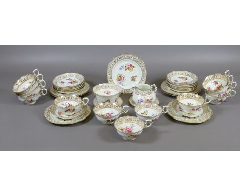 A Hammersley tea service Dresden spray pattern, decorated with coloured enamels and gilt edging, approximately 37 pieces.  Co