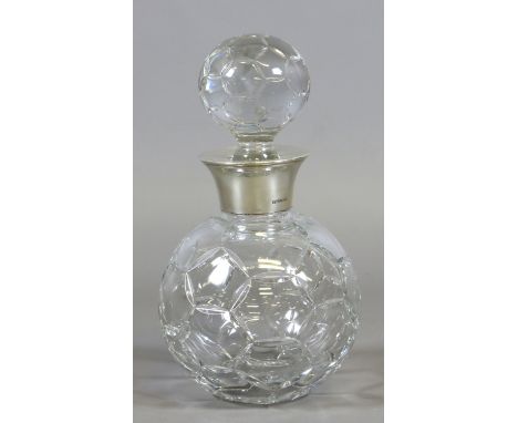A late C20th decanter with silver collar, assayed Sheffield 1998.