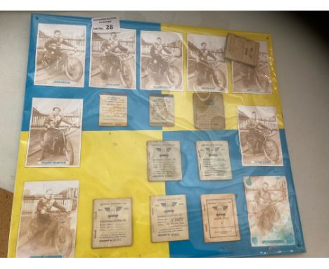 Speedway : Harringay Racers display of repro photos &amp; tickets &amp; season ticket books