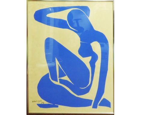 HENRI MATISSE, 'Nu bleu I', 1971, serigraph, signed and dated in the plate, publisher: Editions de Nouvelle Images, 59cm x 44