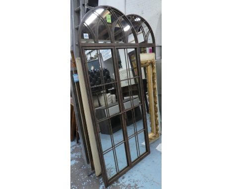 ARCHITECTURAL GARDEN WALL MIRROR, gated design, 180cm x 75cm. (2) 