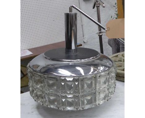 CEILING LIGHT, 105cm drop approx., vintage Austrian, crystal and chrome. (with faults) 