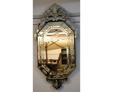 VENETIAN STYLE WALL MIRROR, 136cm x 72cm. 