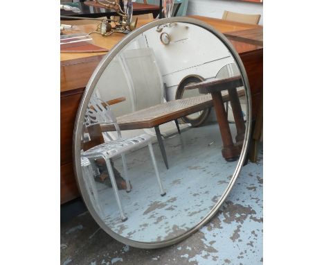 WALL MIRROR, 100cm Diam, contemporary circular design, silvered finished frame. 