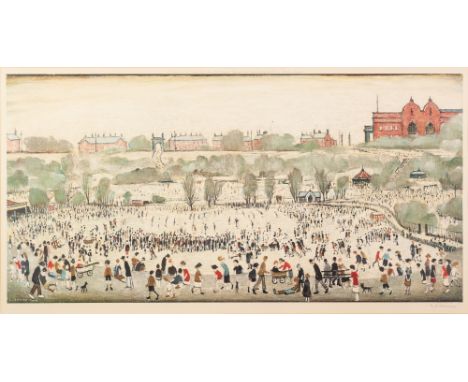 •L.S. LOWRY (1887 - 1976) ARTIST SIGNED LIMITED EDITION COLOUR PRINT 'Peel Park' An edition of 850, guild stamped and signed 