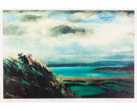 •HAROLD RILEY (1934) ARTIST SIGNED LIMITED EDITION COLOUR PRINT 'They played 'til the stars came out', golfing scene Signed, 