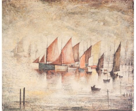 •LAURENCE STEPHEN LOWRY (1887 - 1976) ARTIST SIGNED LIMITED EDITION COLOUR PRINT 'Sailing Boats' An edition of 850 guild stam