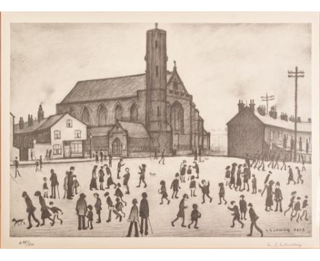 •L.S. LOWRY (1887 - 1976) ARTIST SIGNED LIMITED EDITION PRINT OF A PENCIL DRAWING 'St Marys, Beswick' Signed in pencil and nu