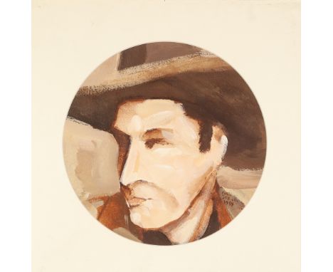 COLIN JELLICOE (1942 - 2018) ACRYLIC ON PAPER 'Close-up on Brown Bailey', self portrait  Signed and dated 1994 and labelled v
