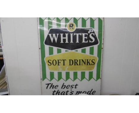 A VINTAGE 'R WHITES' ENAMEL ADVERTISING SIGN