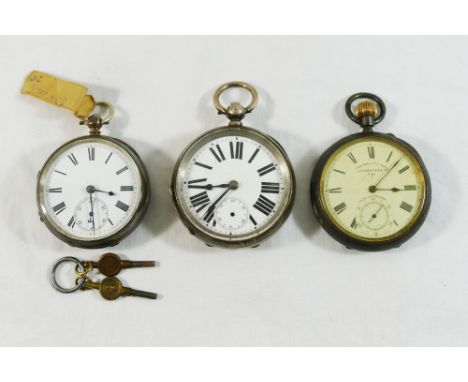 A Victorian silver cased pocket watch, London 1875, the movement by Bond of Gloucester, no. 6223, the white enamel face with 