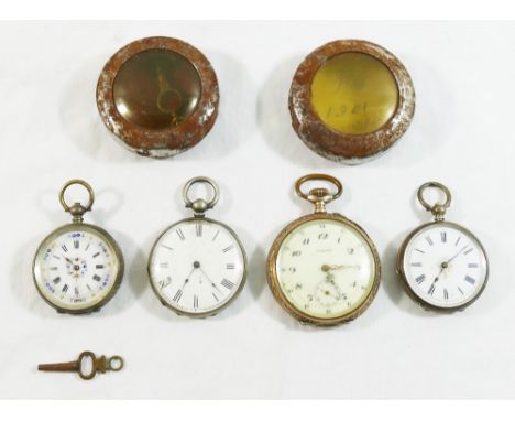 A ladies 19th century Continental silver cased pocket watch, the white enamel dial decorated in gilt and enamels with flowers