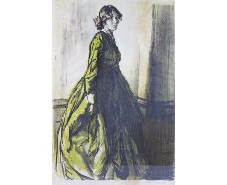 Gerald Spencer Pryse (1888-1956)+Portrait of a woman in a green dressLithographSigned lower right48.5cm x 32.5cmFramed and gl