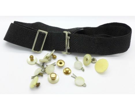 Two 9ct gold studs and mother of pearl studs