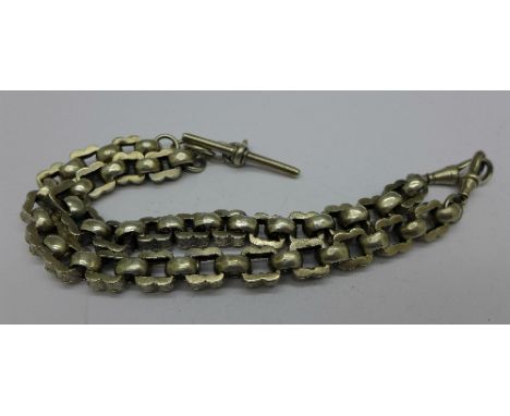 A silver fancy link Albert chain, 46g