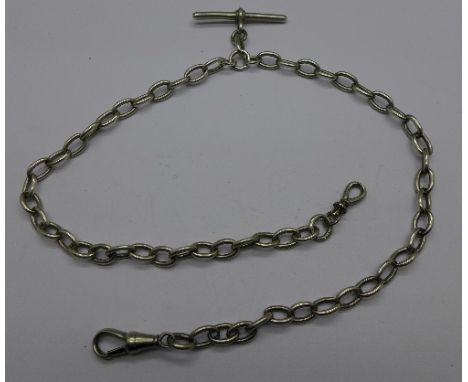 A silver double Albert chain, 34g