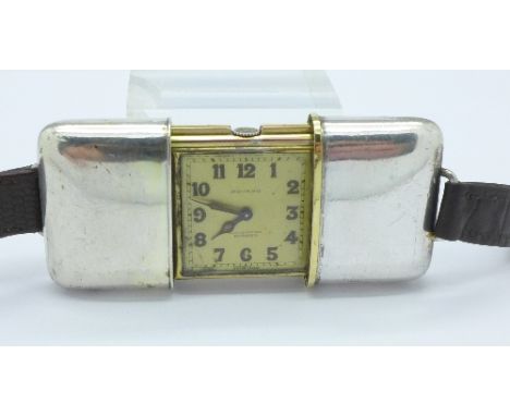 A Movado Ermeto chronometer silver purse watch, the case by George Stockwell, London 1929, import, a/f