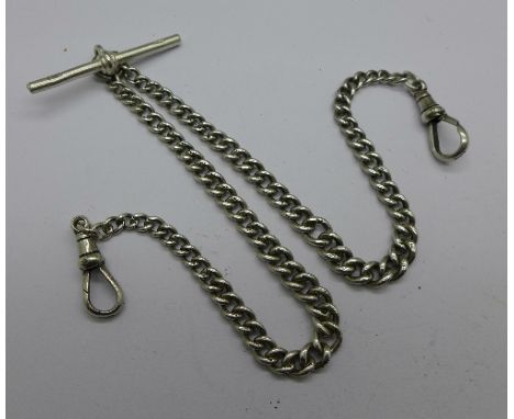 A silver double Albert chain, 19g