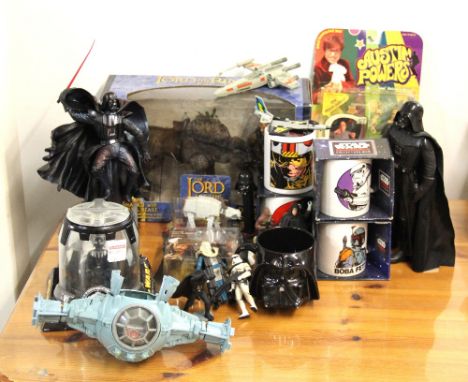A quantity of Lord of the Rings and Star Wars figures and accessories.