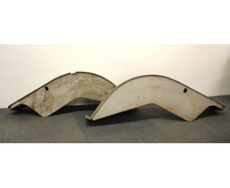 Vintage car interest. A pair of wheel arch covers for a model T-Ford motorcar, L. 103cm.