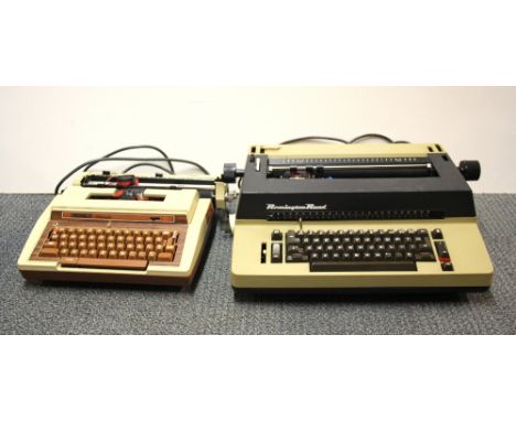 Two vintage portable typewriters.