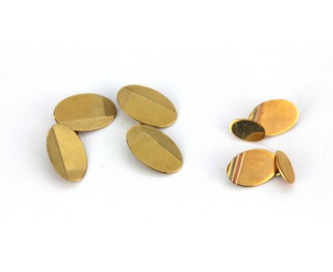 Two pairs of 9ct yellow gold cufflinks.