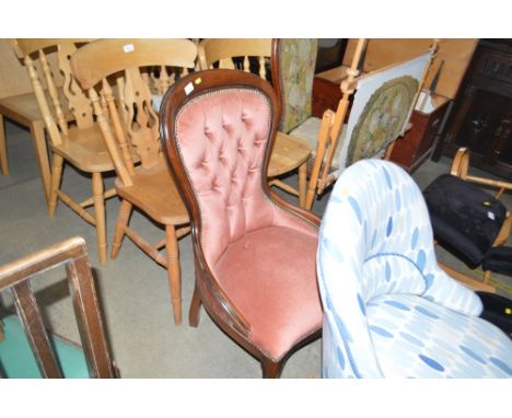 A Victorian style mahogany framed button back nursing chair 