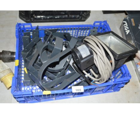 A box containing an outdoor light; and various guttering fittings