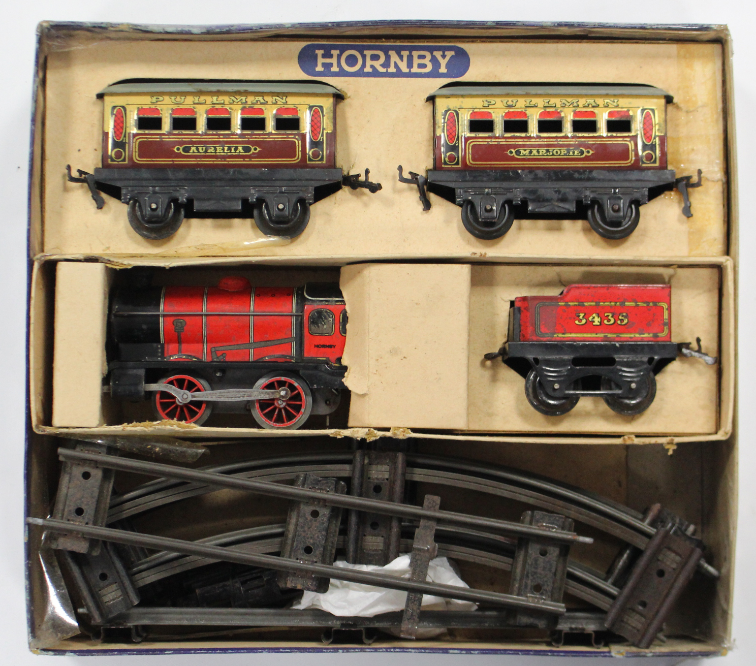 A Hornby Clockwork Operated “o” Gauge “m1 Passenger Train Set” Boxed