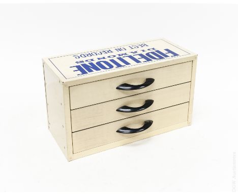 Vintage Fidelitone Diamond phonograph and needle metal storage display box.