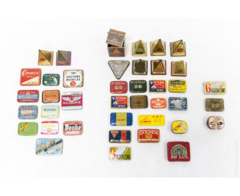 (40) Vintage Gramophone needle tins, some with needles.