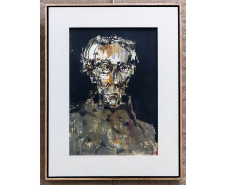 Pawel Kontny (1923 - 2002), Oil on board, portrait, inscribed verso "Dr. Gestacker Face of the 20th Century". Signed lower le