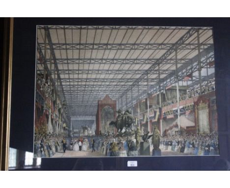 ENGLISH SCHOOL, 19th century Queen Victoria and Prince Albert sitting in the Great Exhibition 1851, coloured lithograph, 21.2