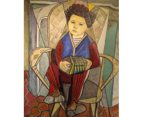 MAREVNA (1892-1984) 'David Phillips aged 2 1/2 years' cubist study of the artist's grandson with an accordion, signed and dat