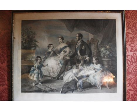 AFTER WINTERHALTER "The Queen and Prince" with their children, coloured lithograph by Leon Noel, 32.25" x 37.5"; and a photog