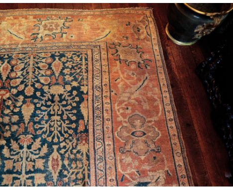 A FINE ZIEGLER CARPET, Sultanabad, North West Persia, circa 1890 the mid-blue field with an ascending design of cypress trees