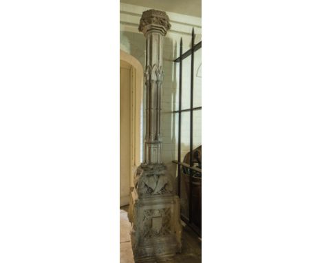 AN IMPORTANT REGENCY COADE STONE TORCHERE by Coade &amp; Sealy, Lambeth, 1810, the octagonal foliate capital carved and mould