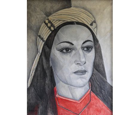 MAREVNA (1892-1984) 'Portrait of Marika' head and shoulder cubist portrait of the artist's daughter, signed, c.1962, oil on c