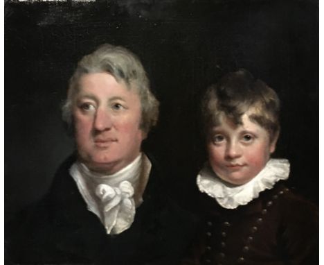 CIRCLE OF NATHANIEL HONE A portrait of a man and his young son, bust-length, oil on canvas, 20" x 24" (unframed) Provenance: 