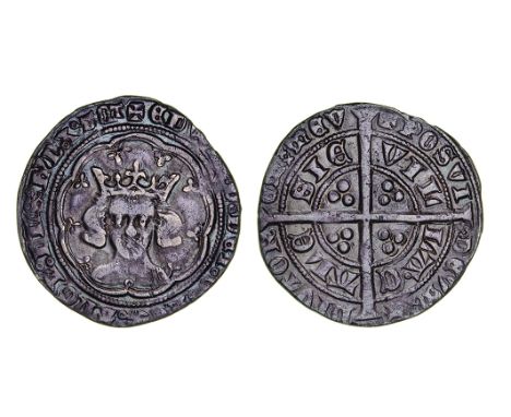 Edward III, Treaty Period, Groat, 4.30g, Calais, type g, m.m. cross potent, obv., annulet on breast, rev., pellet-tailed r, r